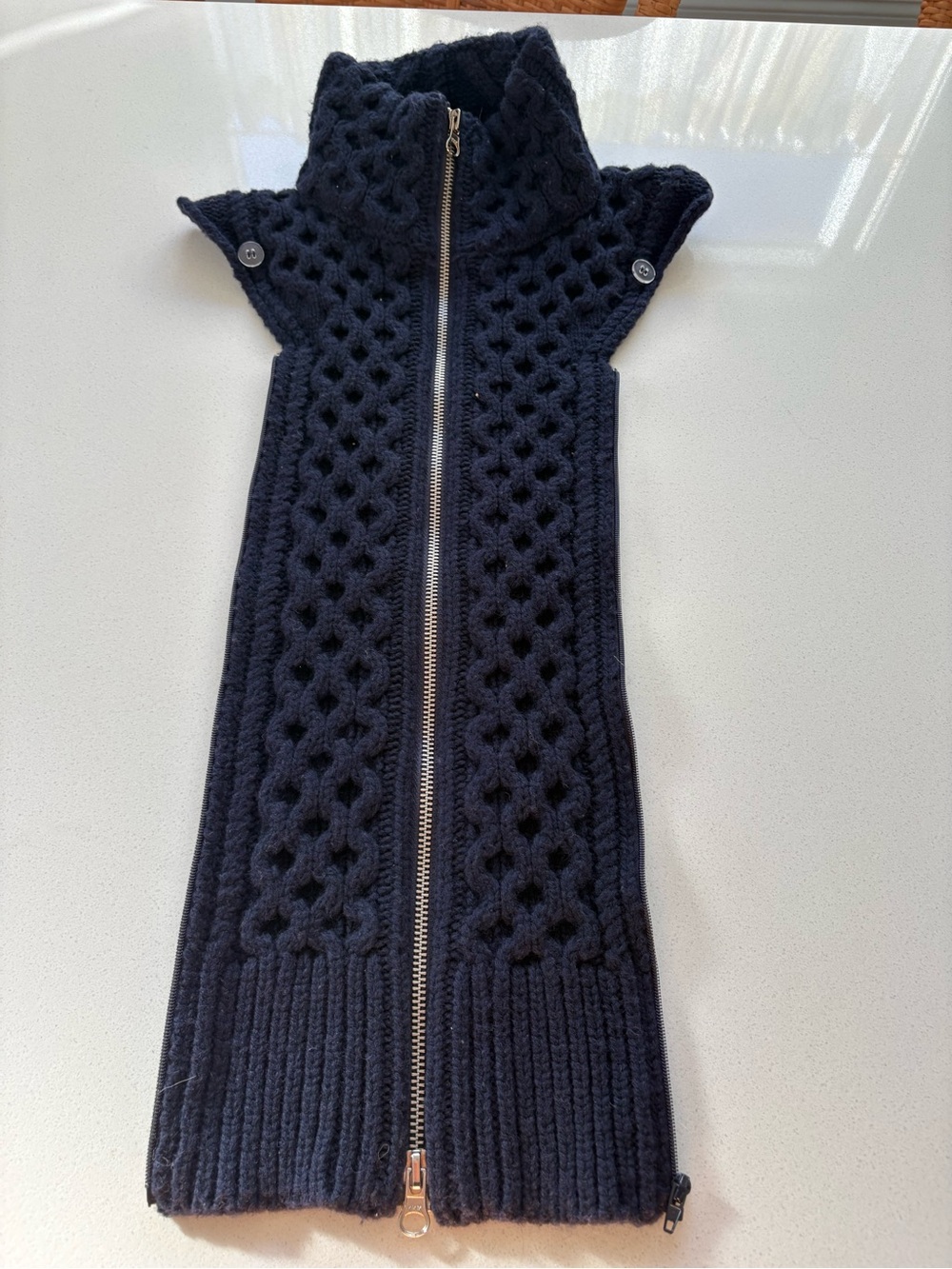 Dickey, Veronica Beard Wool Cable-Knit Sleeveless Zip